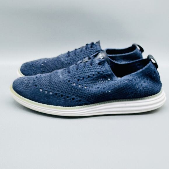Cole Hann Shoes Mens 10 Navy Blue Knit Lightweight Lace Up Original Grand main image 6
